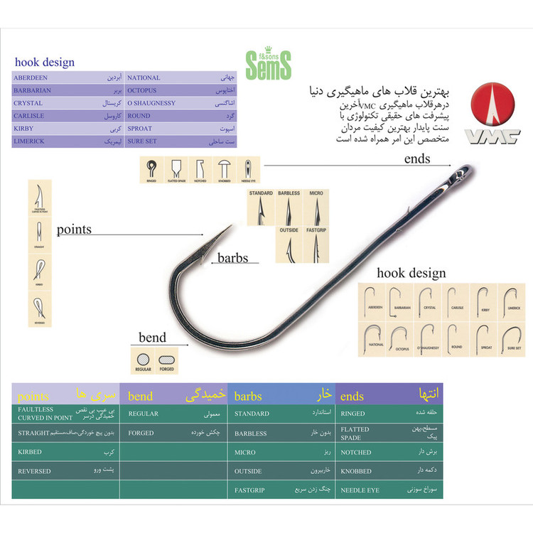 قلاب ماهیگیری وی ام سی کد 9292 سایز TR 8 بسته 10 عددی