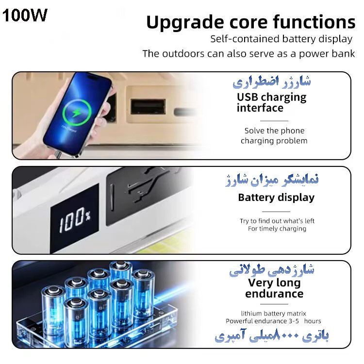 چراغ روشنایی مدل Powered کد100W