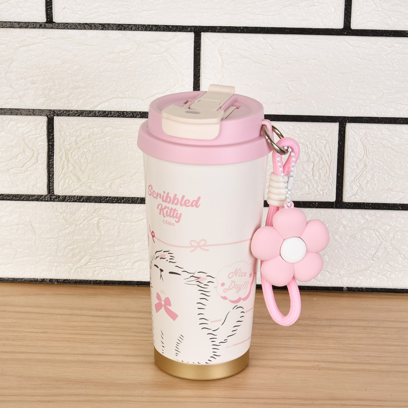 تراول ماگ مدل دو طرفه scribbled kitty گنجایش 0.52 لیتر