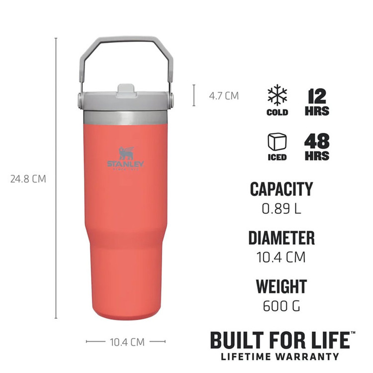 قمقمه 0.88 لیتری مدل Iceflow Flip Straw Tumbler، جنس استیل، دارای درب پیچی با سری پیچی آساننوش نیدار، عایق حرارت استیل