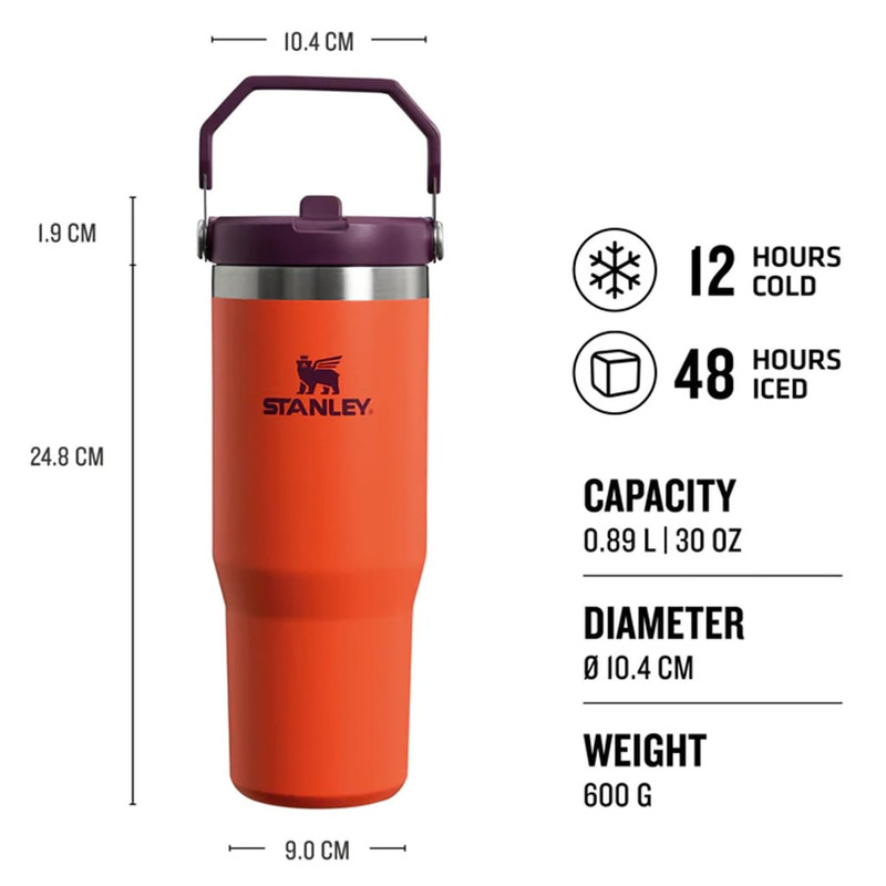 قمقمه 0.88 لیتری مدل Iceflow Flip Straw Tumbler، جنس استیل، دارای درب پیچی با سری پیچی آساننوش نیدار، عایق حرارت استیل