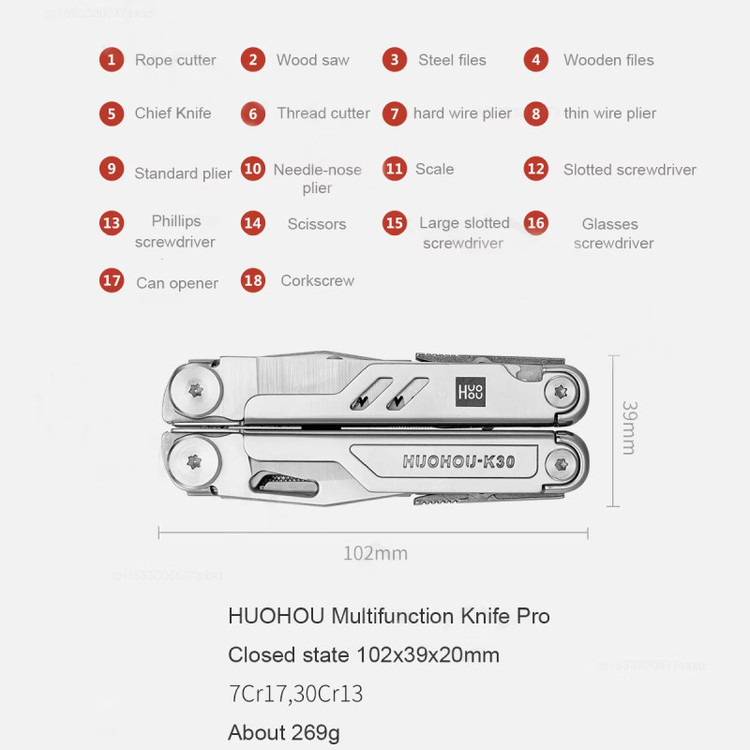 ابزار چندکاره سفری هوهاو مدل K30 Pro HU0191