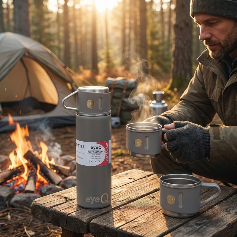 فلاسک آی کیو مدل Star-Campers کد ORG-2026 به همراه لیوان گنجایش 0.5 لیتر
