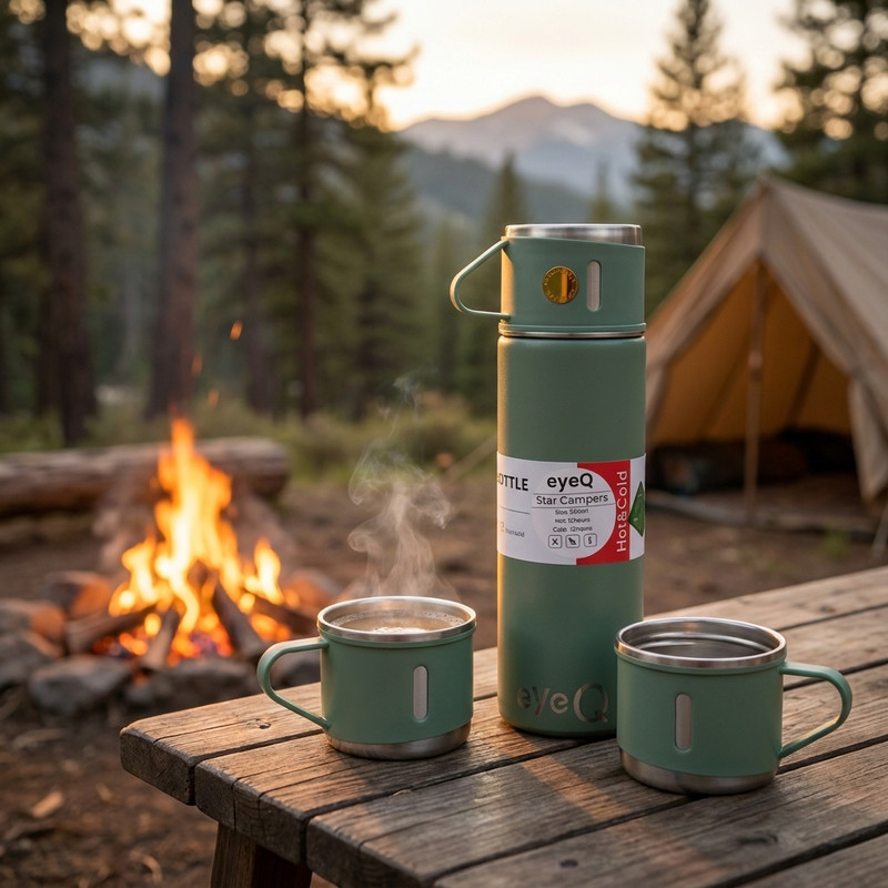 فلاسک آی کیو مدل Star-Campers کد ORG-2026 به همراه لیوان گنجایش 0.5 لیتر
