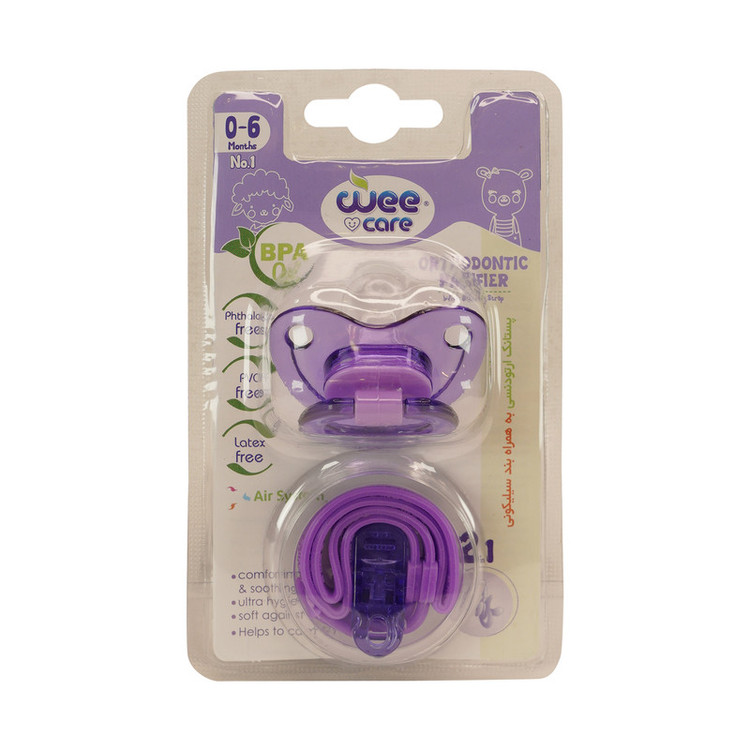 پستانک ارتودنسی وی کر مدل شفاف Fancy سایز 0-6 ماه کد P150 به همراه بند
