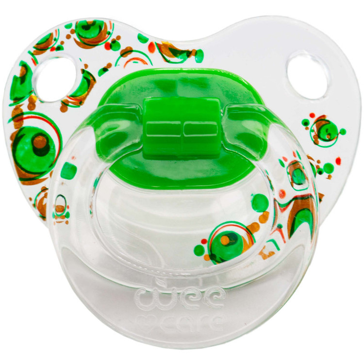 پستانک ارتودنسی وی کر مدل دسته دار شفاف چاپدار happy سایز +12 ماه کد P117