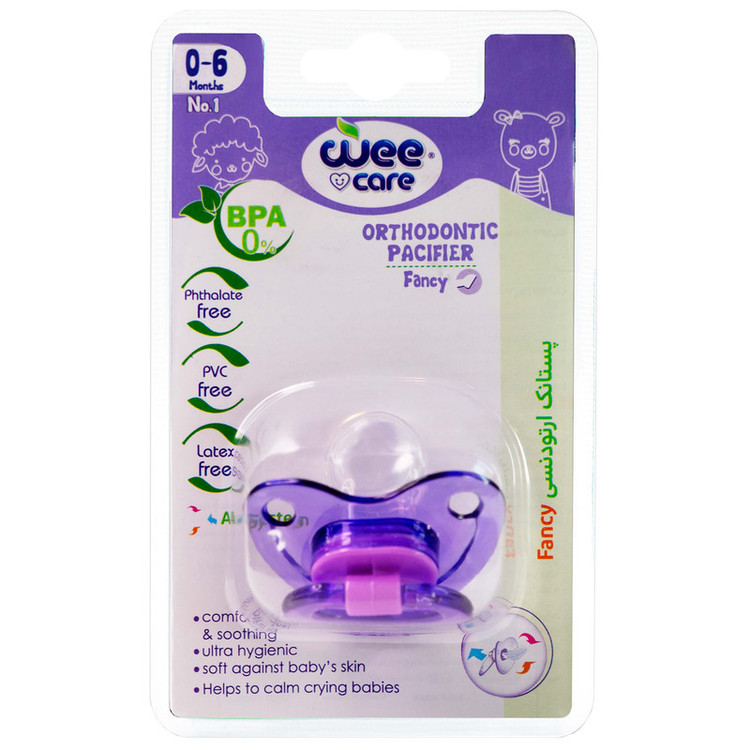 پستانک ارتودنسی وی کر مدل دسته دار fancy شفاف سایز 0-6 ماه کد p107