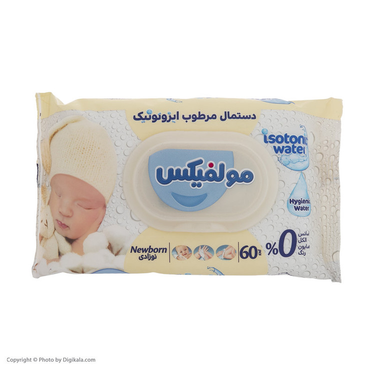 دستمال مرطوب کودک مولفیکس مدل ایزوتونیک 3 بسته 60 عددی