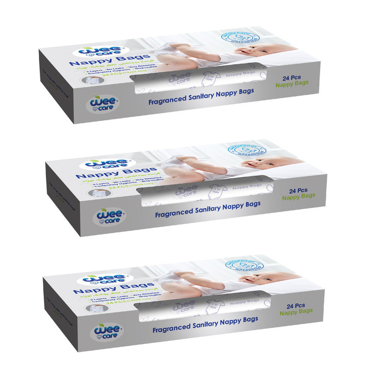 کیسه بهداشتی پوشک وی کر مدل Nappy Bagsجعبه 3 بسته 24 عددی