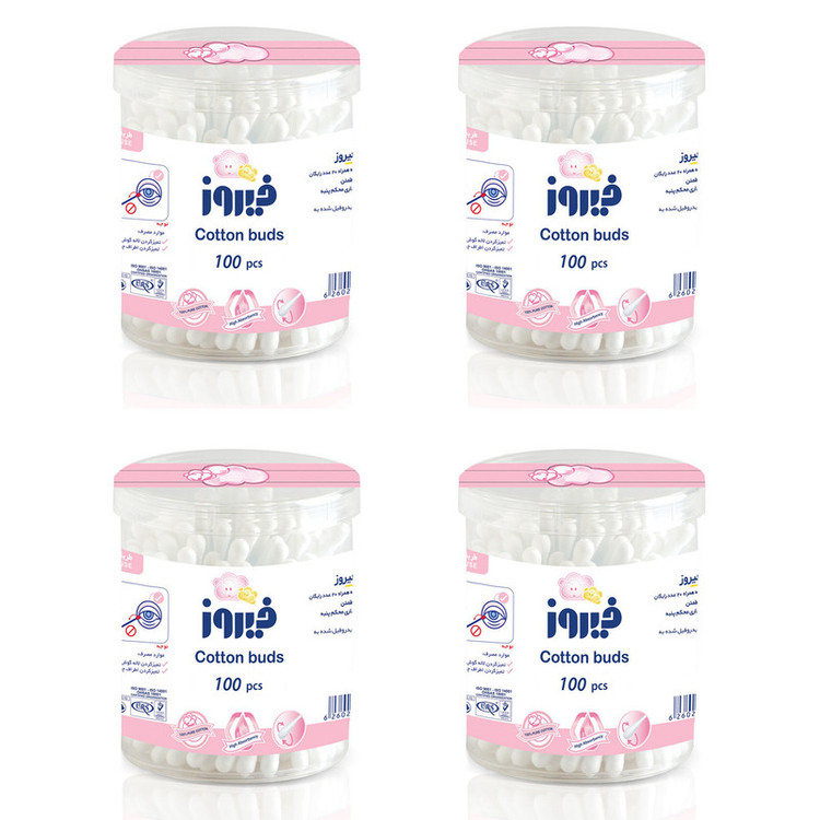 گوش پاک کن کودک فیروز مدل A01 چهار بسته 100 عددی