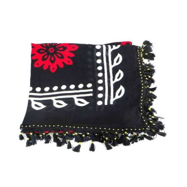 روسری دست دوز زنانه مدل گلونی منگوله دار