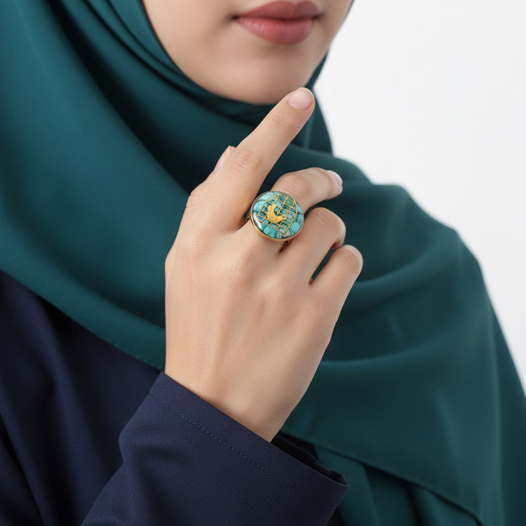 انگشتر دستساز زنانه آلتین هنر مدل سنگ و روکش طلا مرغ آمین