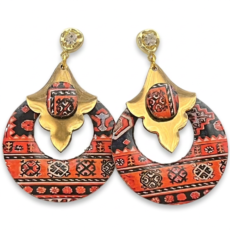 گوشواره دست دوز زنانه مدل رز رزین آذرنقش