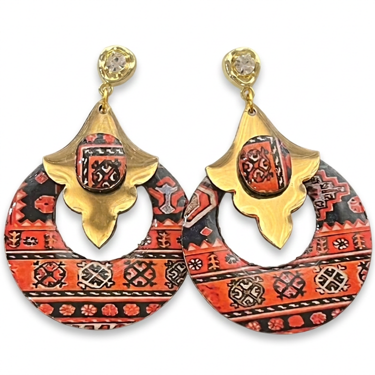 گوشواره دست دوز زنانه مدل رز رزین آذرنقش