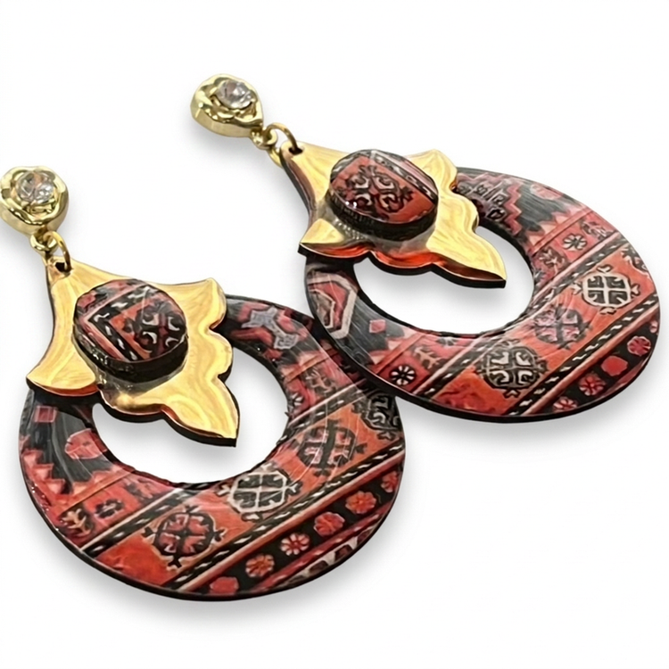 گوشواره دست دوز زنانه مدل رز رزین آذرنقش